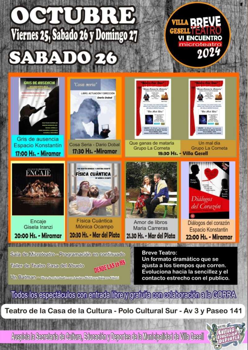 breve teatro en villa gesell programa sabado