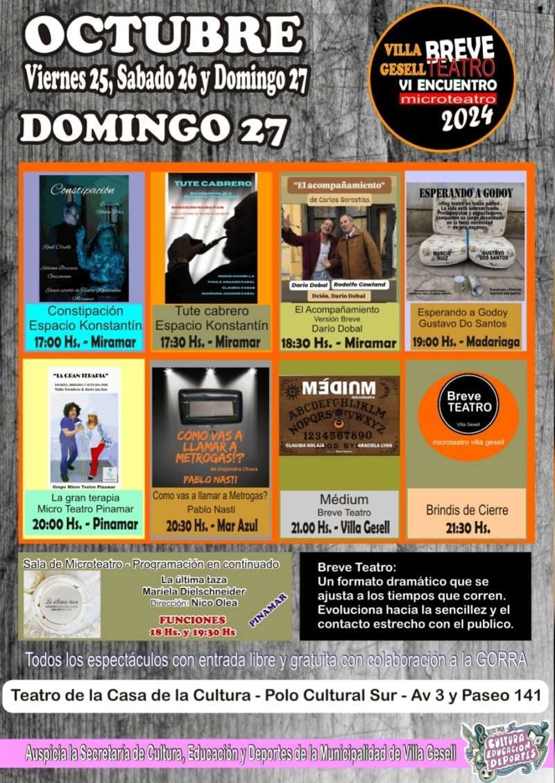 breve teatro en villa gesell programa domingo